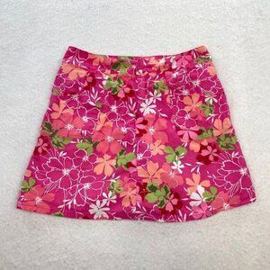 Y2K White Stag Floral Skort Cotton Pink Multicolor Travel Bohemian Size 8